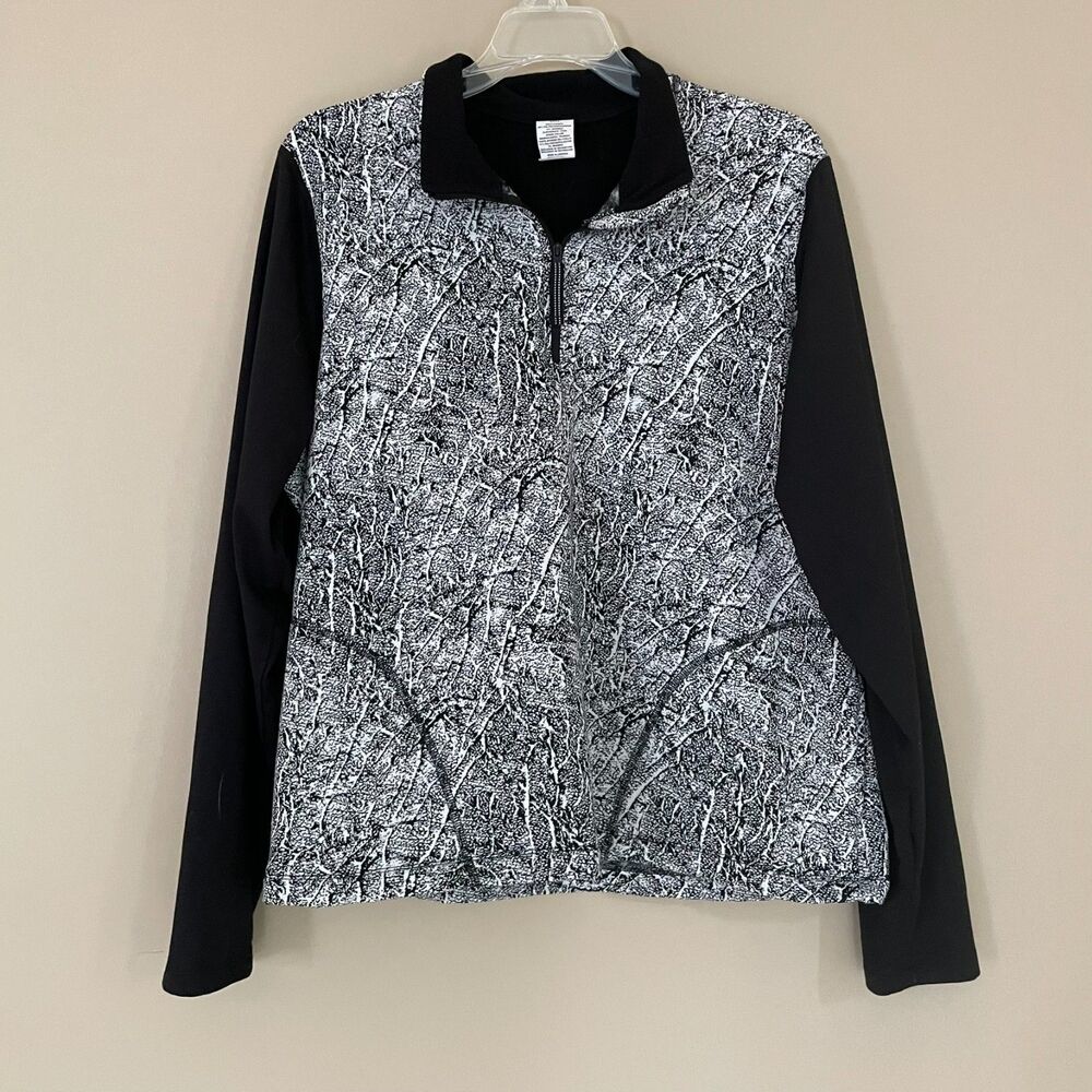 Avia XXL Womens Zip Layer Pullover Long Sleeve Runners Black White Pockets